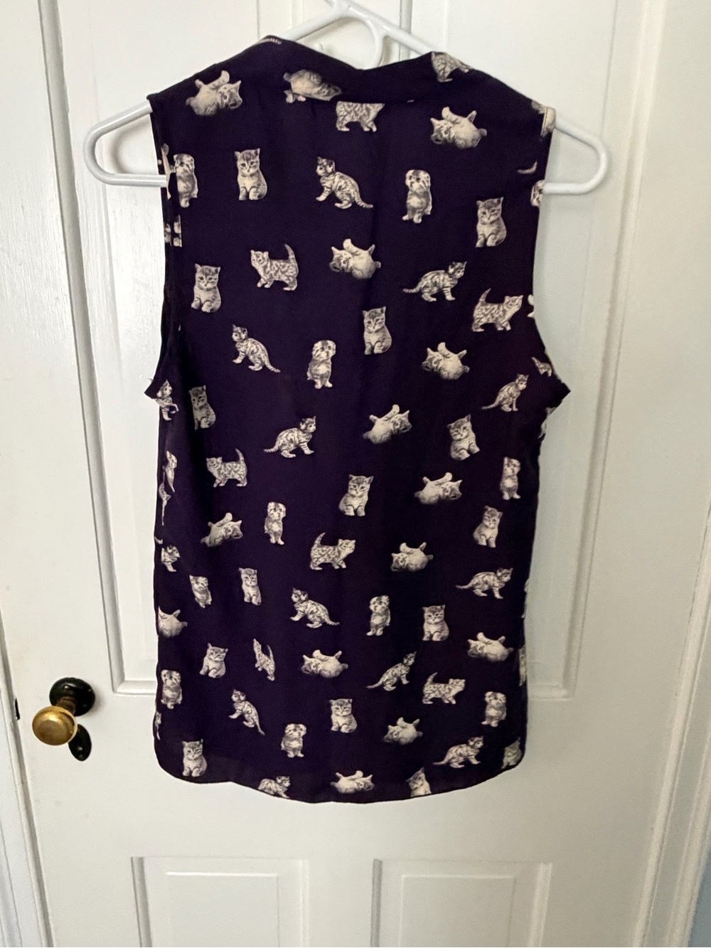 Poems by ModCloth Size S NWOT Purple Cat Print Top - Picture 5 of 6